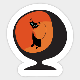 Retro Kitty Sitting in 50s Styled Chair Sticker